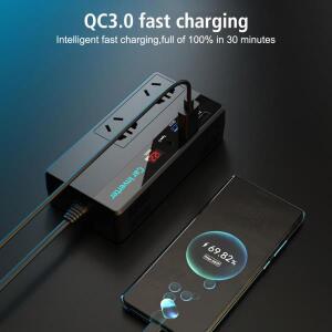 자동차 변환기 변압기 차량용 200W 12/24V 인버터 Type-C USB QC3.0 충전기  110/220V