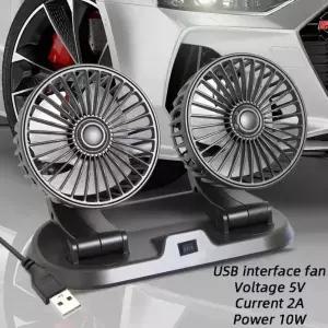 예초기 자동차 선풍기 냉각 듀얼 헤드 USB 2 단 속도 조절 가능 공기 액세서리 바람 5V 12V 24V