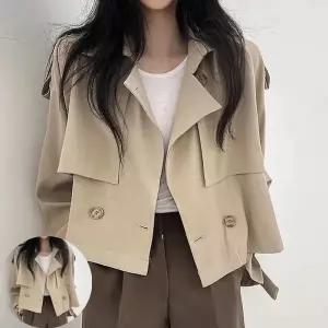 여자자켓 세미크롭 트렌치 더블 여성 자켓 숏 아우터 간절기