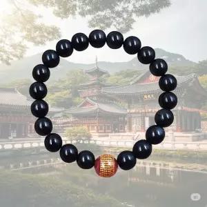 액운 방지 흑요석 구슬 팔찌 (12mm)염주 목걸이 합장주 스님 선물 부처님오신날 불교단체주문 수능기원 소