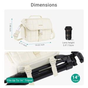 사진작가용 MOSISO 카메라 가방 DSLR SLR 미러리스 카메라용 어깨 사진 하단 삼각대 홀더가 있는 정사각형 퀼트 패딩 케이스 캐논 니콘 소니 베이지색 커버