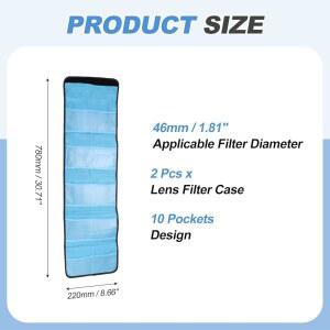 패티킬 46MM 렌즈 필터 케이스 2PCS 10 포켓 카메라 휴대용 가방 나일론 충격 방지 보호 파우치 사진 원형 사각 보관 블랙