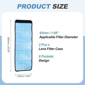 PATIKIL 43MM 렌즈 필터 케이스 2PCS 포켓 카메라 휴대용 가방 나일론 충격 방지 보호 파우치 사진 원형 사각 보관 블랙