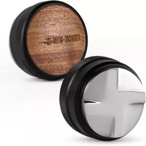 MHW-3BOMBER 에스프레소 커피 디스트리뷰터 51mm 나무 뚜껑이 있는 포터필터용 미끄럼 방지 기능이 조절