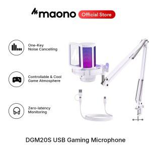색소폰핀마이크 마오노 게이머웨이브 DGM20S USB 마이크 게이밍 기능 게인 원키 RGB 콘덴서 조명 노이즈 뮤트 탑재 캔슬링