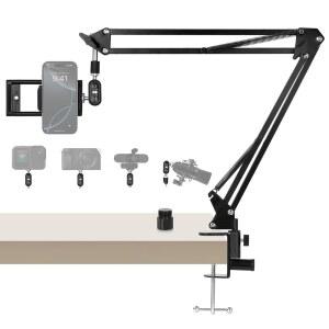 ellrkr 30인치 매직 암 홀더 w 및 360 5/8인치 휴대폰, 카메라 마운트, 스트리밍 클램프 폰 부드러운 스레드 마이크, 오버헤드 웹캠, 스탠드, 웹캠 책상용 1/4인치 콘텐츠 제작자 태블릿,