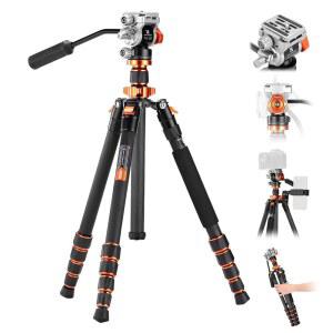 카메라 68인치 탄소 섬유 삼각대용 컨셉 삼각대 유체 헤드 최대 하중 11파운드 경량 DSLR 삼각대 캐논 소니 니콘용 모노포드