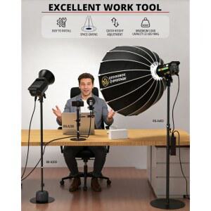 IFOOTAGE RB A400 원형 베이스 모노포드 79 4인치 모노포드 라이트 스탠드 8인치 나사 마운트 어댑터 LED 비디오 라이트의 안정성 최대 페이로드 22LBS 10KG