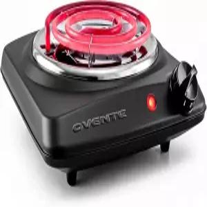 OVENTE 전기 조리대 싱글 버너 6인치 스테인리스 스틸 코일 핫 플레이트가 장착된 1000W 쿡탑 5단계 온도