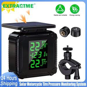 Extractme 타이어 압력 모니터링 시스템 다채로운 디스플레이 무선 TPMS 오토바이 태양열 충전 온도 알람 센서