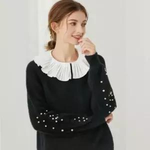 여자 러블리 플리츠 쉬폰 페이크카라 이너 넥케이프