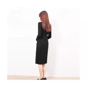 타노스여사친 원피스 치마 울 데일리룩 럭셔리정장 브이넥 슬림핏 긴팔 퍼플 힙 KUK1
