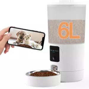 2K 카메라와 스마트 앱이 장착된 자동 고양이 사료 공급기 고양이/개용 6L 반려동물 디스펜서 시간 제한