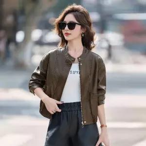 솔저스여성 가죽옷 가을 차이나 캐주얼 슬림 워싱 가죽 재킷 코트 OPH3