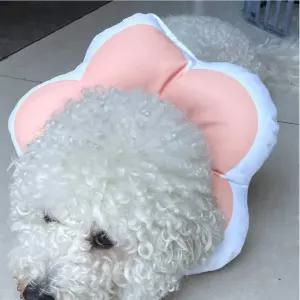 강아지 넥카라 고양이 보호대 꽃모양 쿠션 핑크 L