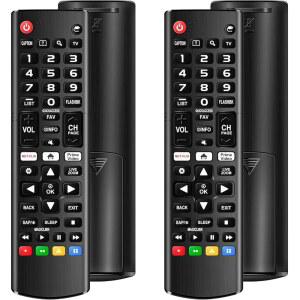 (2팩) LG 스마트 TV용 범용 리모컨, 모든 TV 리모컨 LCD LED OLED UHD HDTV 3D 4K 모델과 호환, 리모컨을 넷플릭스 아마존 바로가기 키로 교체하기