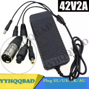 42V 2A 배터리 충전기 3in1 DC5521mmxXLRMx3 프롱 M12 커넥터 호버보드 스마트 밸런스 휠 36v 전력 스쿠터