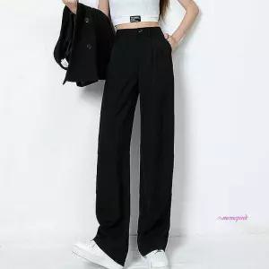여자캐주얼 하이웨스트바지 팬츠 3컬러 여성 학생 와이드 코디 정장 통큰 캐주얼룩 와이드핏 주니어 청소년