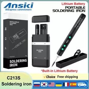 ANSIKI C213S 무선 인두기 내장 배터리 180-450 ° 조절 타입 온도와 3팁 휴대용 용접 수리 도구 키트