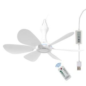 USB 미니 소형 천장 선풍기 조용한 캠핑 RV 선풍기 긴급 휴대용 야외 걸이식 가제보 캐노피 기숙사 선풍기, 텐트, 하이킹, 원격 배터리 작동으로 홈룸 정전, 파워뱅크 전원 공급