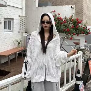 [텐바이텐]여자 여름 투웨이 리본 배색줄 물결 후드집업