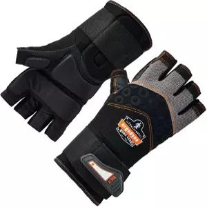 ProFlex 910 충격 보호 작업 장갑 패딩 팜 하프 핑거 손목 지지대 블랙 미디엄(1팩)