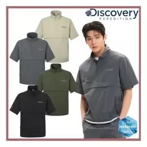 디스커버리 25SS 이월/할인 세미오버핏 남여공용 기능성/냉감 프레시벤트 폴튼 반팔 하이넥 아노락/반집업