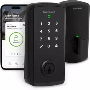 Kwikset Halo 선택 스마트 잠금 키리스 엔트리 도어 Wi-Fi 및 매터 지원 데드볼트 필요 없음 지오펜스 자동