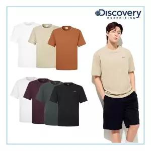 디스커버리 남여 공용 프레시벤트 스몰로고 세미오버핏 반팔티셔츠 DXRS7Q053 무지/기능성/냉감/라운드/카