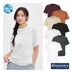 디스커버리 25SS 여름 이월(할인) 남여공용 프레시벤트 스몰로고 세미오버핏 반팔티셔츠/캐주얼/면소재/커