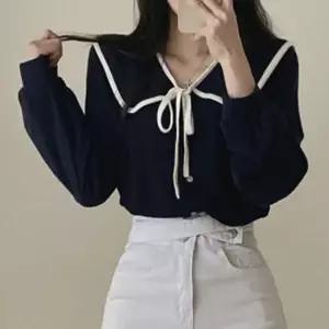 빅카라 리본 타이 벌룬소매 아이보리 블라우스