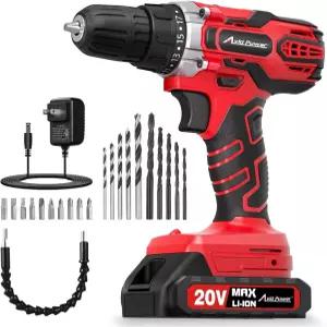 AVID POWER 20V MAX 파워 드릴 키트 배터리 및 충전기가 포함된 무선 세트 가변 속도 2개 3/8인치 키리스