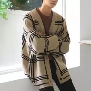 체크 남성 아우터 가디건 루즈핏 카디건 데일리 카디건 패턴 캐쥬얼