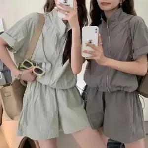 바스락 반집업 셋업 하프팬츠 여름 트레이닝세트 반집업