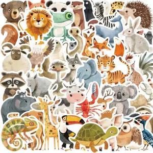 50pcs 귀여운 책 그림 동물 스티커 미적 데칼 수하물 스케이트 보드 낙서 소녀 소년 장난감