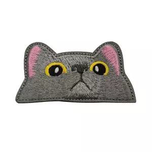 1개 고양이 자수 패치 의류 액세서리 배지 벨크로 암밴드 스티커