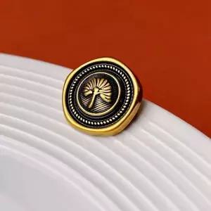 TBZ 고급 금단추 옷수선 엔틱 나뭇잎도안 양복 블랙23mm