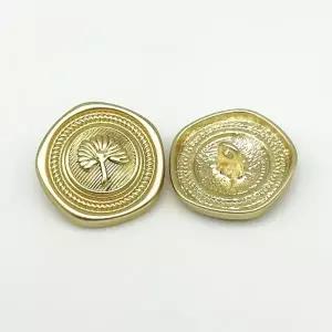 TBZ 고급 금단추 옷수선 엔틱 나뭇잎도안 양복 골드23mm