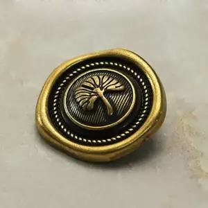 TBZ 고급 금단추 옷수선 엔틱 나뭇잎도안 양복 블랙17mm