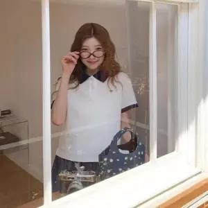 여자 여름 봄 코튼 반팔 카라 베이직 티셔츠