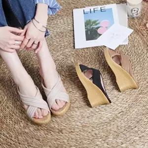 [옷자락]여자 데일리 바캉스 편안한 웨지 통굽 슬리퍼