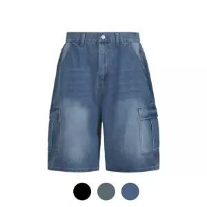 [파파브로]남성 캐주얼 백밴딩 카고 데님 반바지 IC-JEH-701-1_2_3
