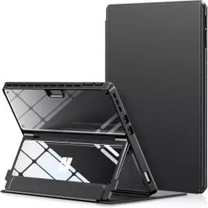 INFILAND Microsoft Surface Pro 11/10/9 케이스 밀리터리 등급 낙하 방지 고투명 가죽 커버 11판 AI용으로