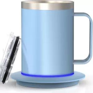 책상용 스마트 온도 조절 커피 머그잔 10시간 자동 차단 기능이 있는 가열 컵 USB 구동 머그 워머