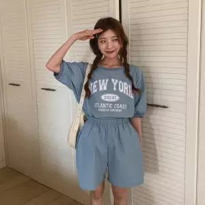 [다잇템] 여자 핫팬츠 맨투맨 반소매 바스락 SS 세트