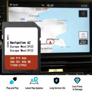 폭스바겐 AZ V12 서유럽용 RNS 315 내비게이션 업데이트 EU 지도 GPS SD 카드 3AA051866BE 위성