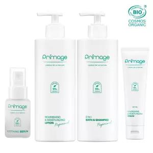쁘리마쥬 유기농 필수4종세트(바스앤샴푸 400ml + 로션 400ml + 세럼 30ml + 고보습크림 100ml) 프로페셔널 더마프로