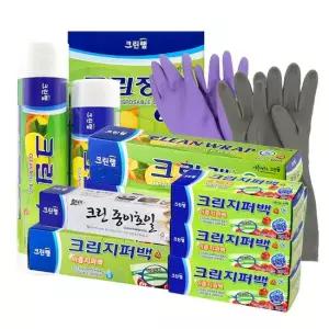 크린랩 이중 지퍼백모음 크린백 천연 라텍스 고무장갑 랩 호일 롤백 위생백 위생장갑