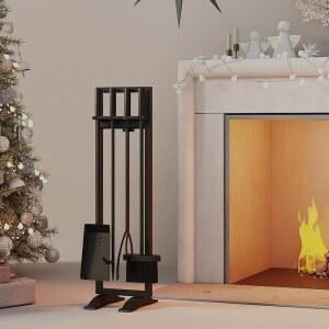FIRE BEAUTY 액세서리 홀더 도구 스탠드 키트 파이어셋 실내 화재 스토브 난로 세트 우드 손잡이 단철 5피스 벽난로