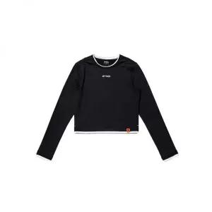 요넥스 YONEX 245TL004F 미드나이트 블랙 여성용 레이어드 스타일 크롭 긴팔 티셔츠 473974